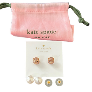 Kate Spade Pig Pink Crystal Double Back Stud Earrings NWT